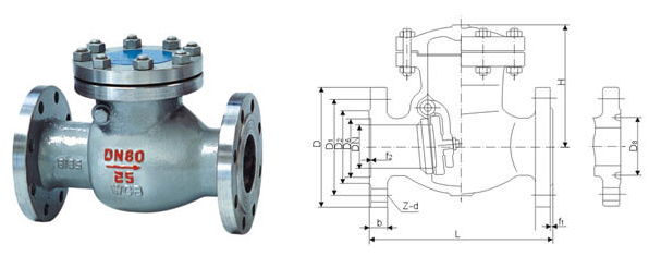 H44H旋启式法兰止回阀结构图