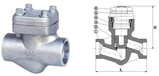 H61H/Y升降式锻钢止回阀结构图