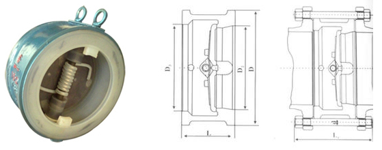 H76F46双瓣旋启式衬氟止回阀结构图